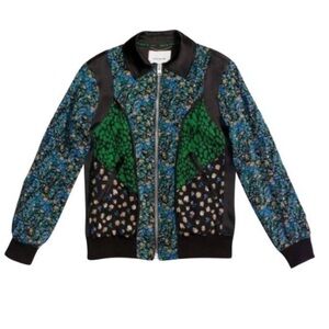 Coach Silk Floral Varsity Jacket Boho